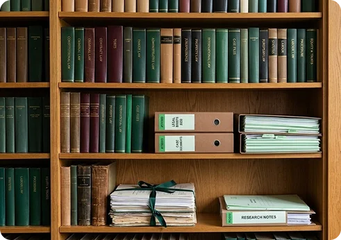 Legal records and files organized for document review