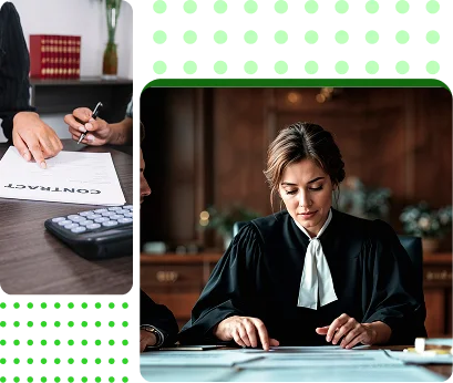 Legal professional reviewing documents