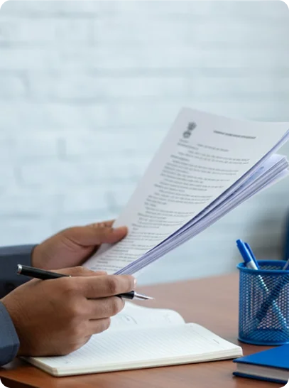 Legal documents being reviewed during a false complaint matter