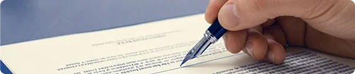 Signature being placed on court filing documents