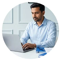 Man working carefully on immediate legal response