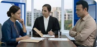 Lawyer explaining contested divorce process to clients